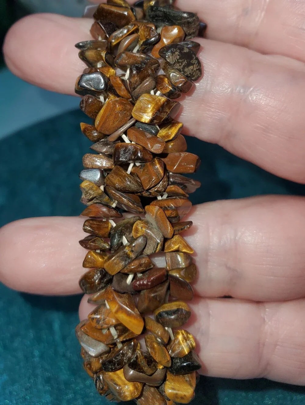 Tiger Eye Chip Stretch Bracelet - Women Accessories - Brown